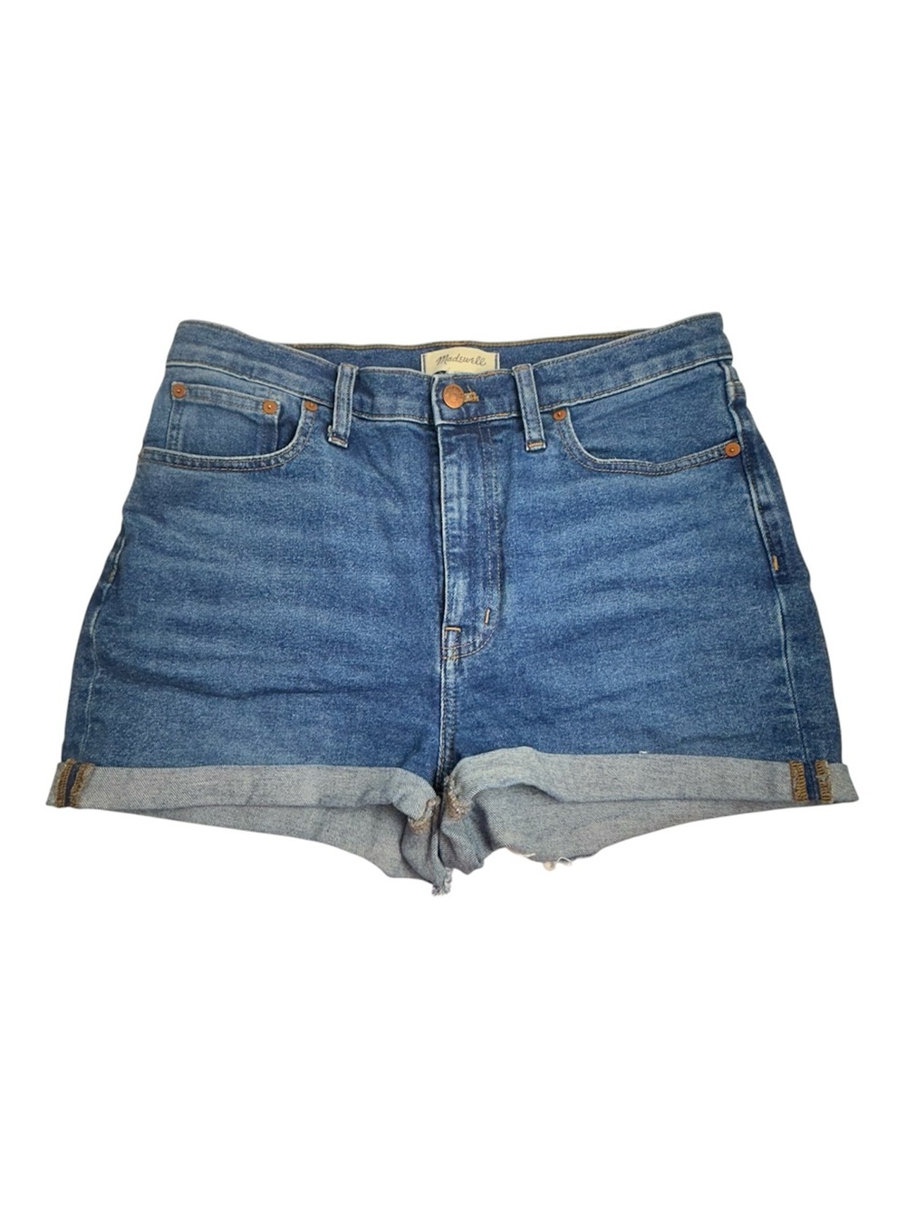 Madewell Medium Blue High-Rise Rolled Hem Jean Shorts Size 29